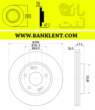 دیسک ترمز جلو سوناتا 6سیلندرNF مدل 2006 تا 2010 ASMCO